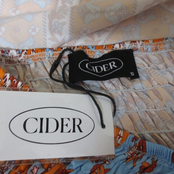 CIDER Satin Crop Top Scarf Blue / Orange Design S - Picture 6 of 6